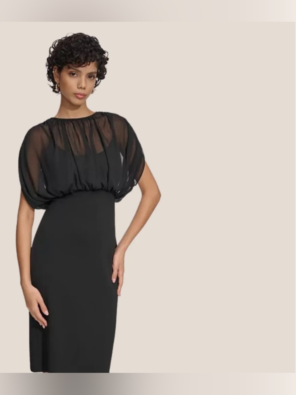 Calvin Klein Black Chiffon Layered Dress